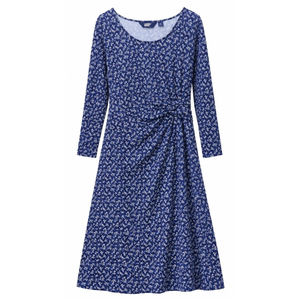 LANDS' END XL(18) Navy Shadow Floral Twist Front Fit & Flare Dress
